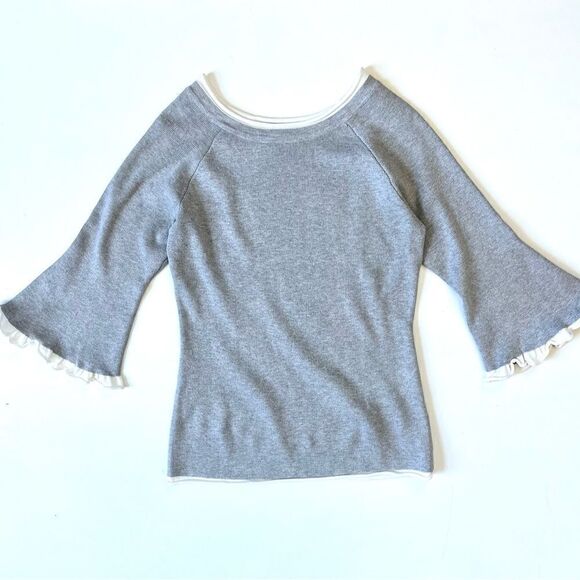 Vila Milano Grey Ruffle Sleeve Sweater Small - Picture 1 of 6